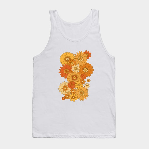 70s Retro Daisy Floral - Harvest Tank Top by latheandquill